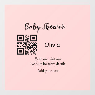 Roze eenvoudig baby shower q of code voeg naamteks raamsticker