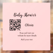 Roze eenvoudig baby shower q of code voeg naamteks raamsticker (Vel 2)