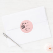Roze eenvoudig baby shower q of code voeg naamteks ronde sticker (Envelop)