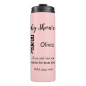 Roze eenvoudig baby shower q of code voeg naamteks thermosbeker (Voorkant)