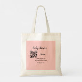 Roze eenvoudig baby shower q of code voeg naamteks tote bag (Achterkant)