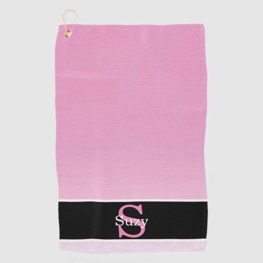 Roze Eenvoudig Elegant Initiaal Monogram Golfhanddoek (Voorkant)