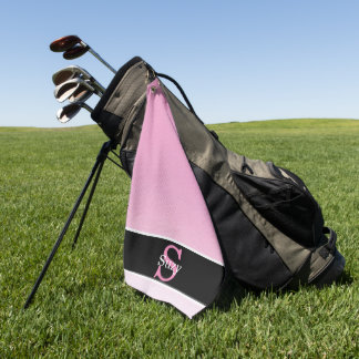Roze Eenvoudig Elegant Initiaal Monogram Golfhanddoek