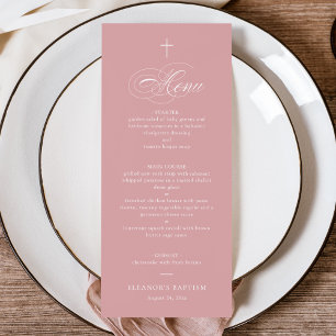Roze Eenvoudig Elegant Kruiskalligrafie Doop Menu