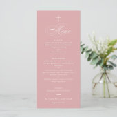 Roze Eenvoudig Elegant Kruiskalligrafie Doop Menu (Staand voorkant)