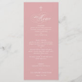 Roze Eenvoudig Elegant Kruiskalligrafie Doop Menu (Voorkant)