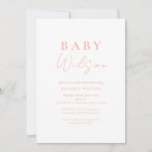 Roze Eenvoudig Elegant Meisje Baby shower Invitati Kaart (Voorkant)