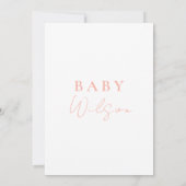 Roze Eenvoudig Elegant Meisje Baby shower Invitati Kaart (Achterkant)
