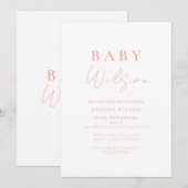 Roze Eenvoudig Elegant Meisje Baby shower Invitati Kaart (Voorkant / Achterkant)