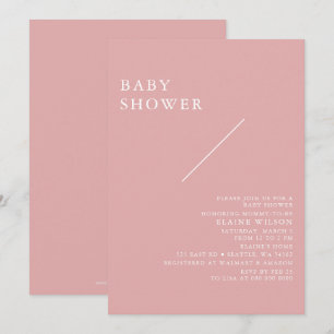 Roze Eenvoudig elegant modern Baby shower Kaart
