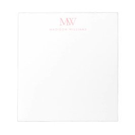 Roze Eenvoudig Elegant Modern Monogram Notitieblok