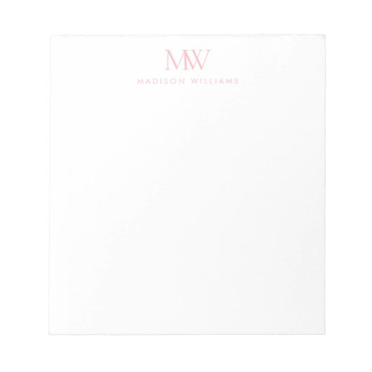 Roze Eenvoudig Elegant Modern Monogram Notitieblok (Voorkant)