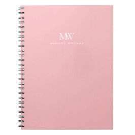 Roze Eenvoudig Elegant Modern Monogram Notitieboek