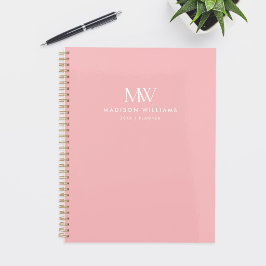 Roze Eenvoudig Elegant Modern Monogram Planner
