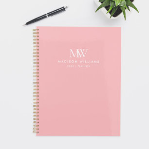 Roze Eenvoudig Elegant Modern Monogram Planner