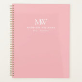 Roze Eenvoudig Elegant Modern Monogram Planner (Voorkant)