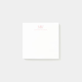 Roze Eenvoudig Elegant Modern Monogram Post-it® Notes