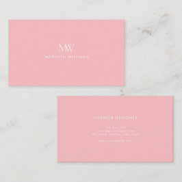 Roze Eenvoudig Elegant Modern Monogram Visitekaartje