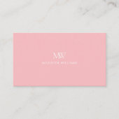 Roze Eenvoudig Elegant Modern Monogram Visitekaartje (Voorkant)