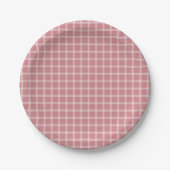 Roze Eenvoudig Gingham Genderneutraal Baby shower Papieren Bordje (Voorkant)