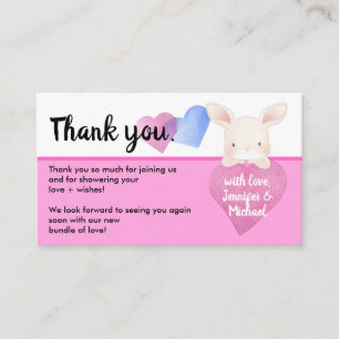 Roze Eenvoudig Hart Schattig Baby Konijn Konijn Be Informatiekaartje