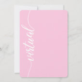 Roze Eenvoudig LIVE VIRTUAL Wedding VRIJGEZELLENFE Kaart (Achterkant)