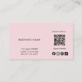 Roze Eenvoudig Logo QR Code Sociale Media Visitekaartje (Achterkant)
