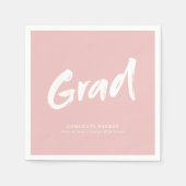 Roze Eenvoudig Modern Brush Script Afstuderen Servet (Voorkant)