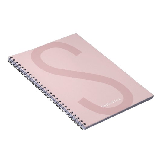 Roze Eenvoudig Modern Groot Initiaal Fun Custom Notitieboek (Rechterzijde)