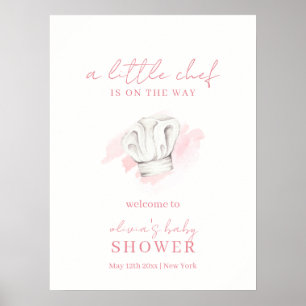 Roze Eenvoudig Modern Little Chef Baby shower Welk Poster