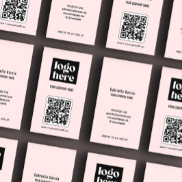 Roze Eenvoudig Modern QR Code Zakelijk Logo Visitekaartje