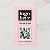 Roze Eenvoudig Modern QR Code Zakelijk Logo Visitekaartje (Voorkant)