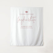 Roze Eenvoudig Moderne Script Naam Afstudeerfeest Wandkleed (Voorkant)