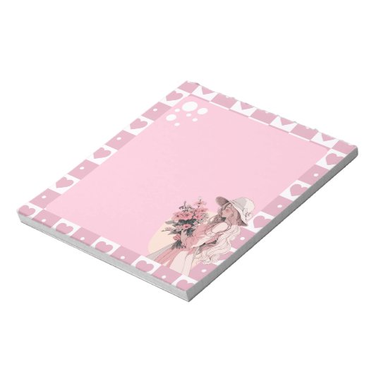 Roze Eenvoudig Schattige Anime Boho Notitieblok (Linkerzijde)