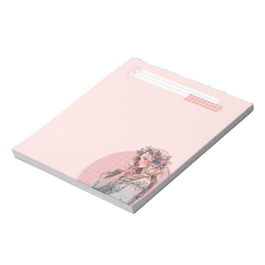 Roze Eenvoudig Schattige Anime Boho Notitieblok (Linkerzijde)