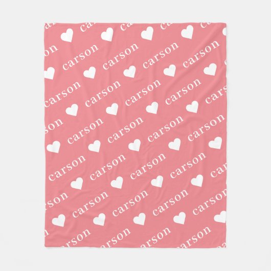 Roze, eenvoudige, aangepaste herhalingsnaam fleece deken (Voorkant)