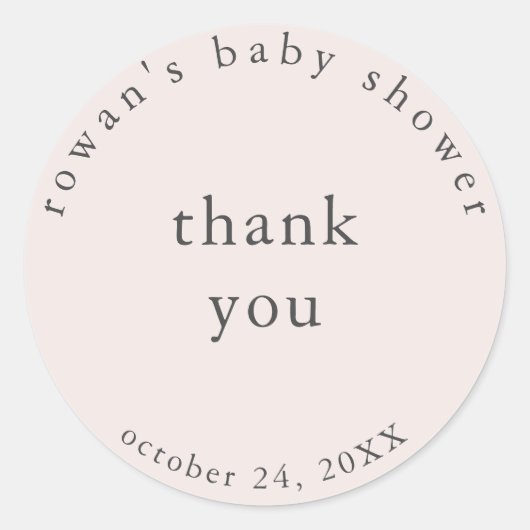 Roze Eenvoudige Baby Shower Bedankt Sticker (Voorkant)
