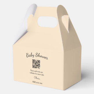 Roze eenvoudige baby shower q r code voeg naam tek bedankdoosjes