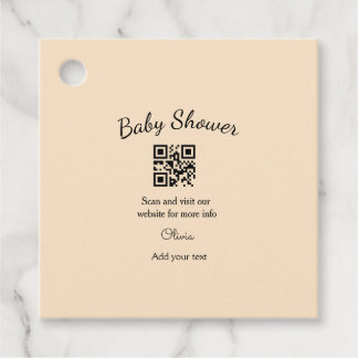Roze eenvoudige baby shower q r code voeg naam tek bedankjes labels