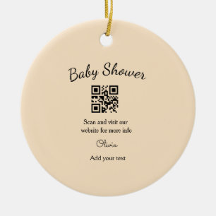 Roze eenvoudige baby shower q r code voeg naam tek keramisch ornament