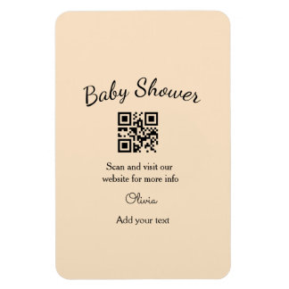 Roze eenvoudige baby shower q r code voeg naam tek magneet
