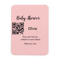 Roze eenvoudige baby shower q r code voeg naam tek