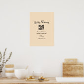 Roze eenvoudige baby shower q r code voeg naam tek poster (Keuken)