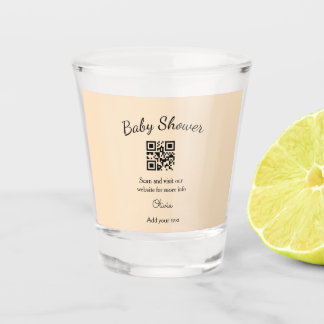 Roze eenvoudige baby shower q r code voeg naam tek shot glas