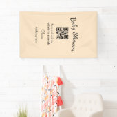 Roze eenvoudige baby shower q r code voeg naam tek spandoek (Insitu)