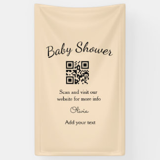 Roze eenvoudige baby shower q r code voeg naam tek spandoek
