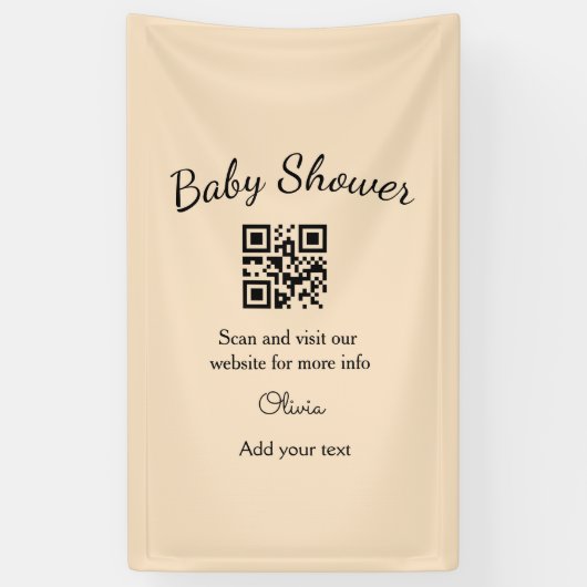 Roze eenvoudige baby shower q r code voeg naam tek spandoek (Verticaal)
