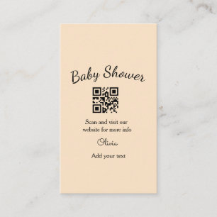 Roze eenvoudige baby shower q r code voeg naam tek visitekaartje