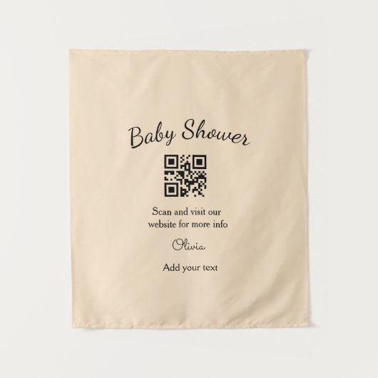 Roze eenvoudige baby shower q r code voeg naam tek wandkleed (Voorkant)