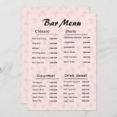 Roze Eenvoudige Bar Drankkaart Menu (Voorkant / Achterkant)